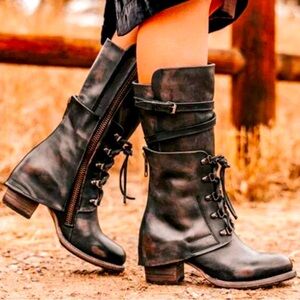 Freebird Caboose distressed boots, WORN 1x